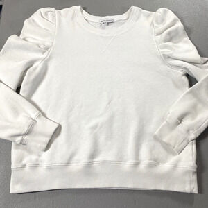 Rebecca Minkoff Janine Cotton Fleece Lined Puff Long Sleeve Sweater Rocher XL